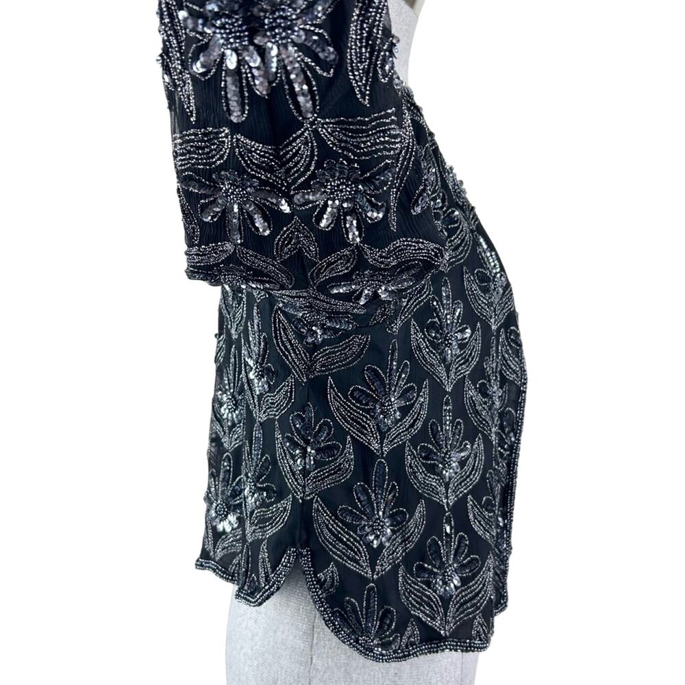 Laurence Kazar Vintage sequin Beaded Embellished Women's XL Crop Jacket Blazer - Picture 7 of 13